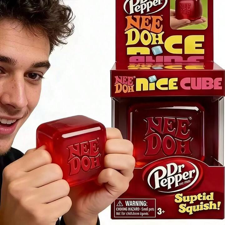 Needoh 2026 Limited Edition Dr Pepper Red Nice Cube Suptid Squish Squeeze Toy