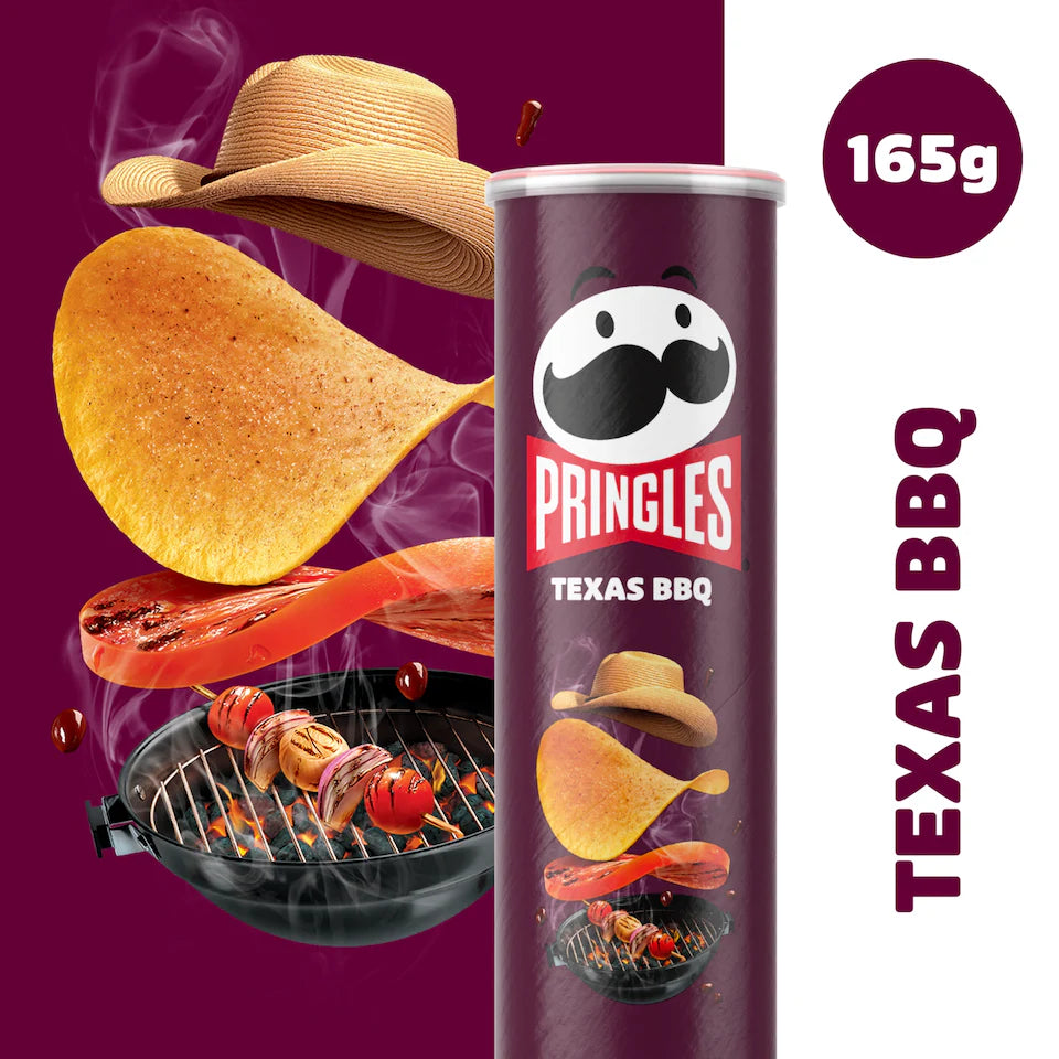 Pringles Texas BBQ Sauce Flavoured Potato Crisps, 165g, Pack of 6
