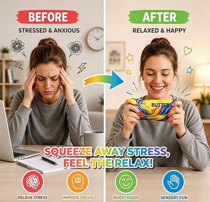 2 Packs Slow Rising Butter Squishy, Squishies Butter Squeeze Toys Pack Sensory Stress Relief Soft & Stretchy Fidget Toy for Party Favors Squishy Butter