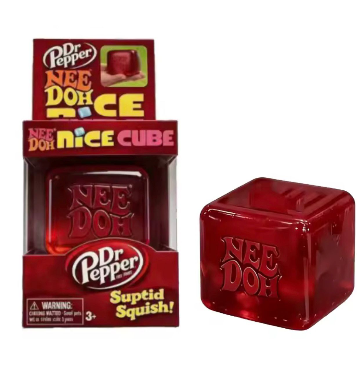 Needoh 2026 Limited Edition Dr Pepper Red Nice Cube Suptid Squish Squeeze Toy