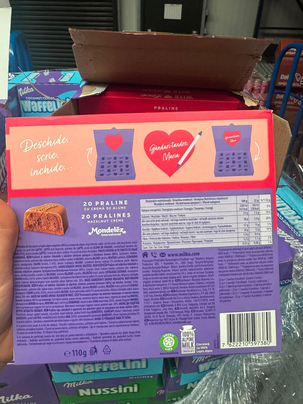Milka Praline Hazelnut Cream Chocolate, 110 g, Gift Box