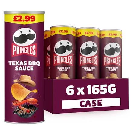 Pringles Texas BBQ Sauce Flavoured Potato Crisps, 165g, Pack of 6