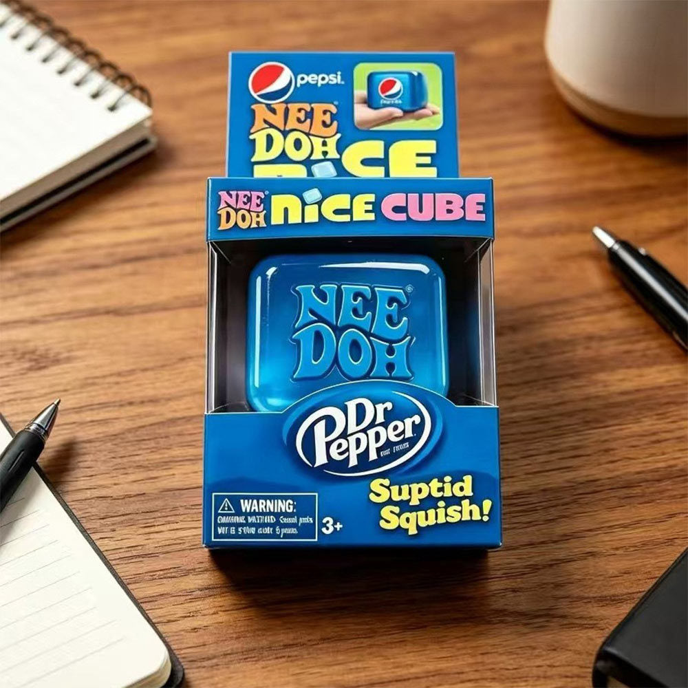 Pepsi Nee Doh Nice Cube Hard Squishy Sensory Toy, Limited Edition Stress Relief Fidget Cube, Collectible Squishy Toy for Kids and Adults
